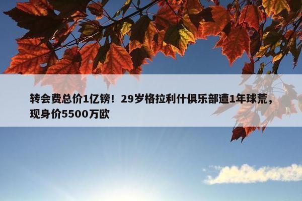 转会费总价1亿镑！29岁格拉利什俱乐部遭1年球荒，现身价5500万欧