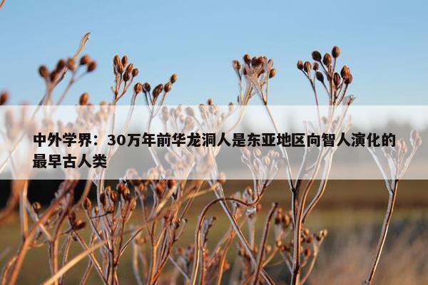 中外学界：30万年前华龙洞人是东亚地区向智人演化的最早古人类