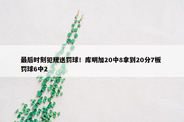 最后时刻犯规送罚球！库明加20中8拿到20分7板 罚球6中2