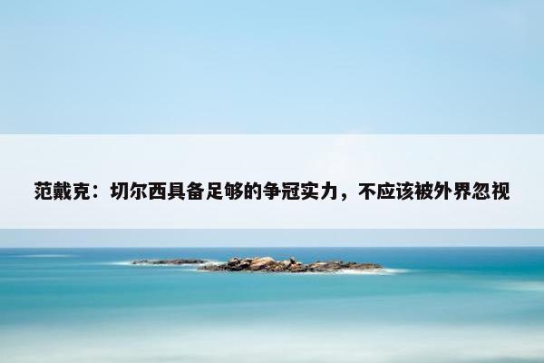 范戴克：切尔西具备足够的争冠实力，不应该被外界忽视