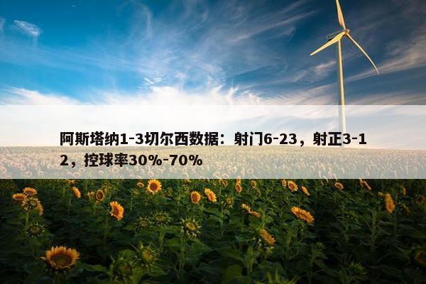 阿斯塔纳1-3切尔西数据：射门6-23，射正3-12，控球率30%-70%