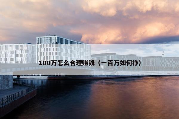 100万怎么合理赚钱（一百万如何挣）