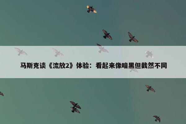 马斯克谈《流放2》体验：看起来像暗黑但截然不同