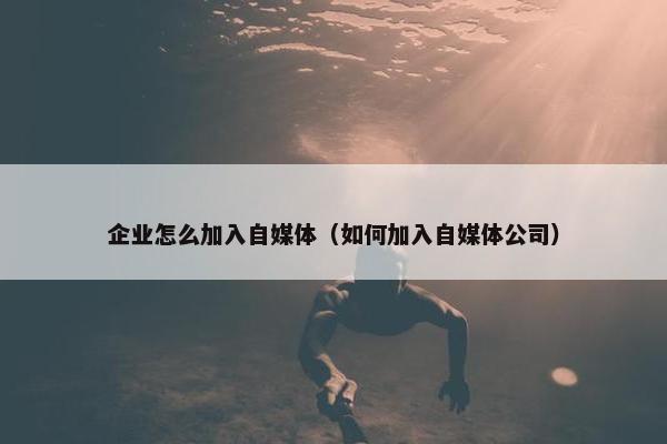 企业怎么加入自媒体（如何加入自媒体公司）