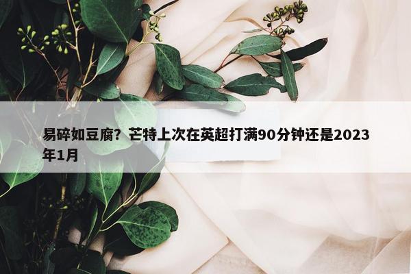 易碎如豆腐？芒特上次在英超打满90分钟还是2023年1月